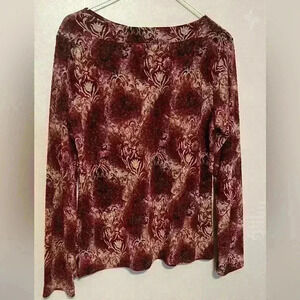 Christopher Banks Top Womens Medium 3/4 Sleeves Burgundy Mesh Career Office